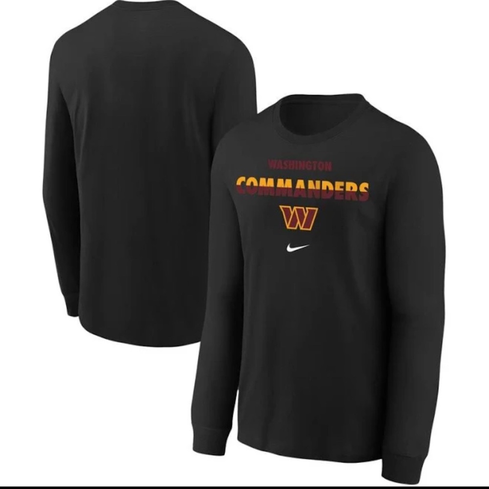 NIKE WASHINGTON COMMANDERS LONG SLEEVE TEE - BLACK SIZE MEDIUM (PREOWNED)